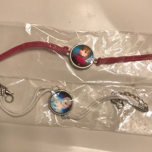 Frozen cartoon bracelets for kids white and hot pink